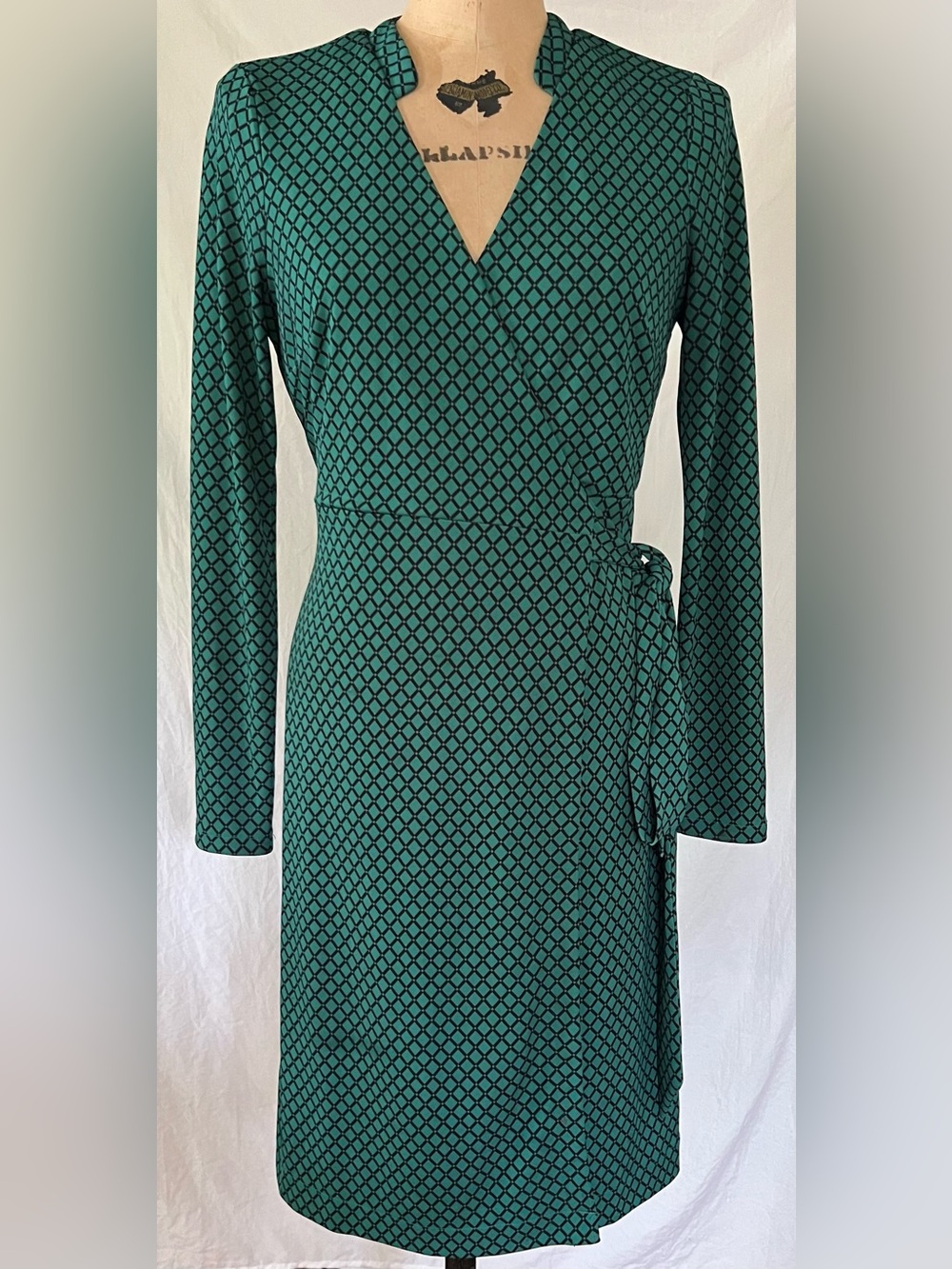 Ann Taylor Green Wrap Dress 6 P